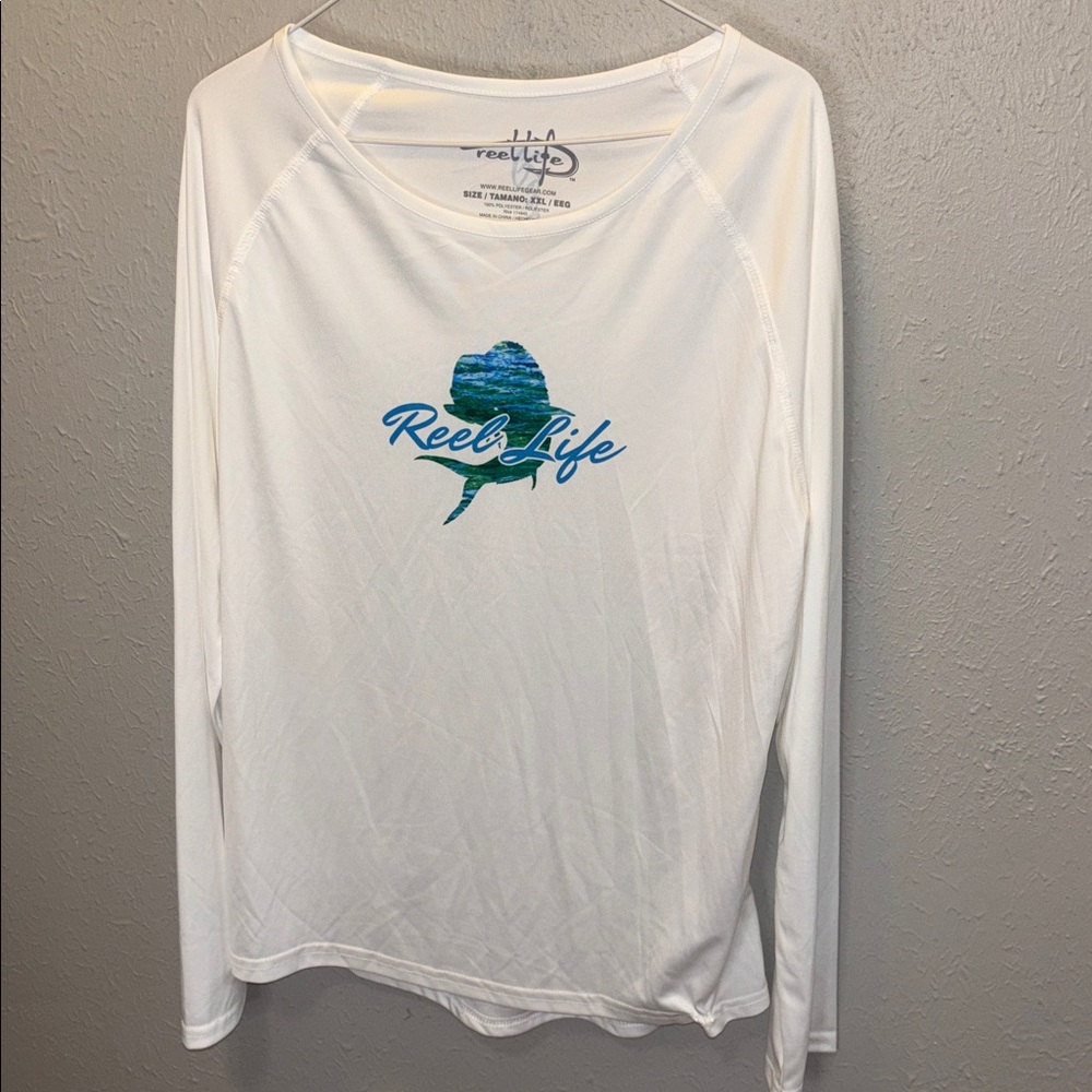 Reel Life Coastal Tee Shirt Long Quick Dry Performance Fishing Beach Men’s 2X